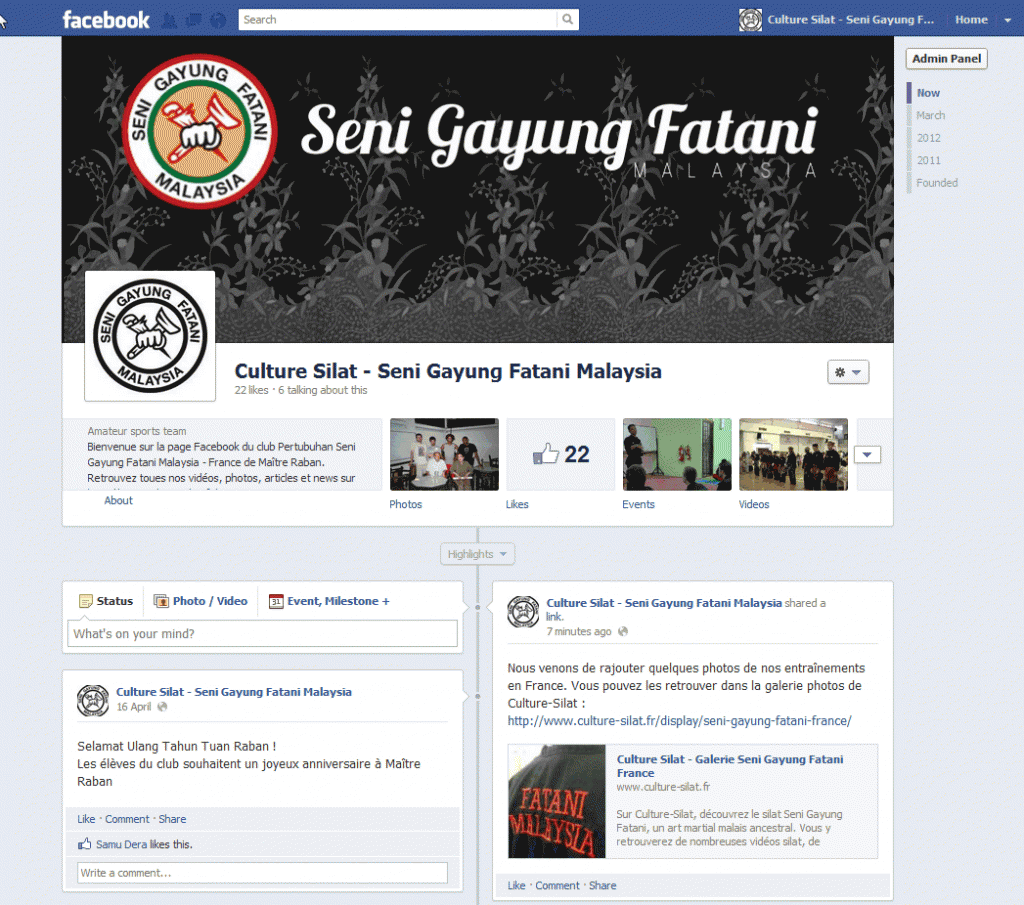 Pencak Silat Seni Gayung Fatani sur Facebook via Culture-Silat